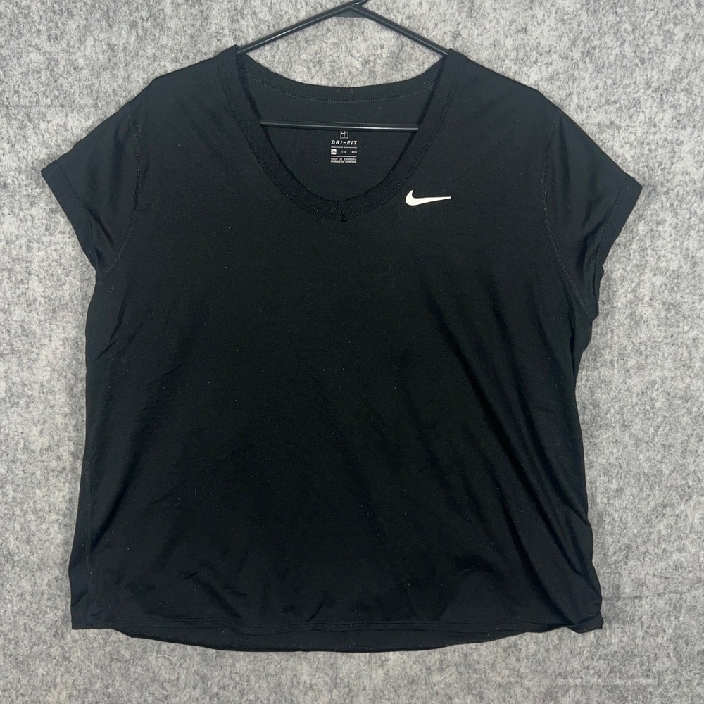 Nike Court Dri-FIT Tennis Top Black V-Neck Short Sleeve Shirt CQ5364-010 XXL